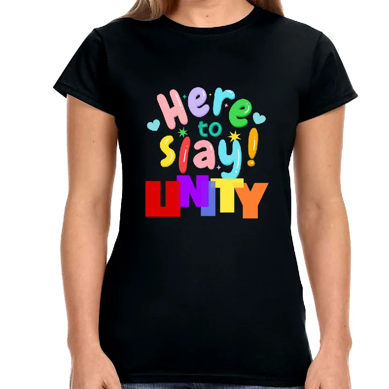 Unity Shirt LGBT Pride Rainbow Flag Lesbian Gay Pride Ally Shirts for Women Zippered Buttoned Snapped