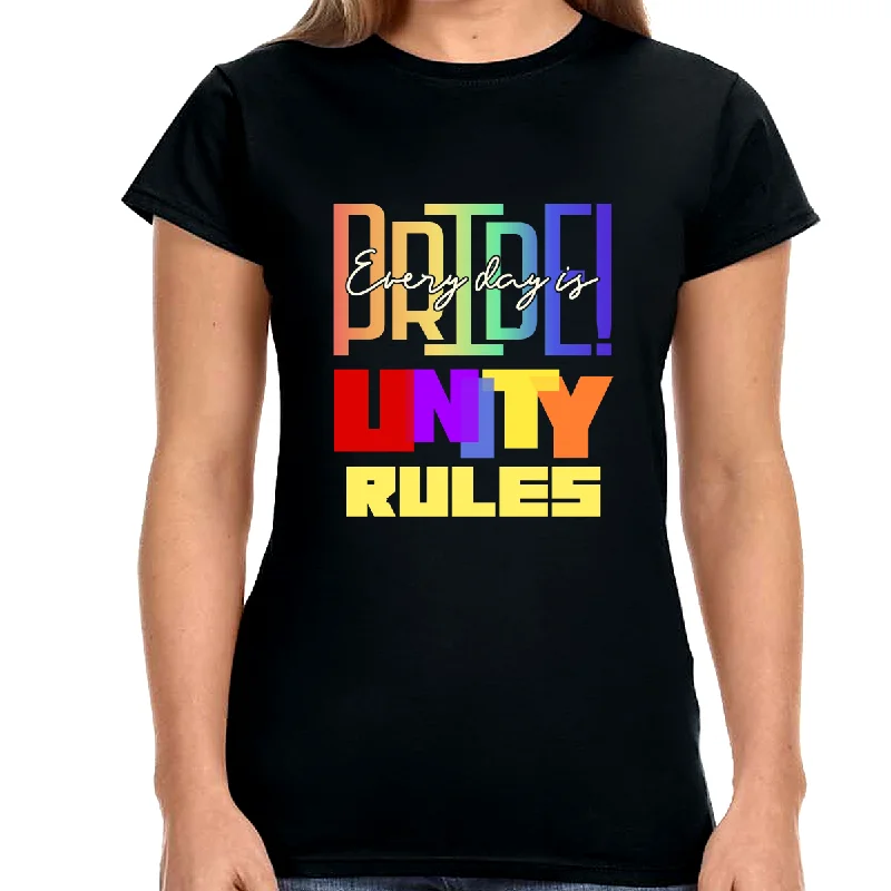 Unity Shirt LGBTQ Pride Rainbow Flag Lesbian Gay Pride Ally Women Tops Modern Contemporary Chic