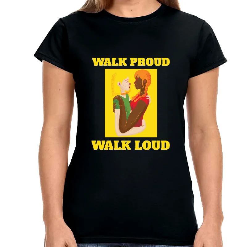 Walk Proud Walk Loud Pride Day Parade Shirt Gay Pride LGBT Shirts for Women Fitted T-Shirt Seamless Stretchy Walk Proud Walk Loud Pride Day Parade Shirt Gay Pride LGBT Shirts for Women Fitted T-Shirt Seamless Stretchy