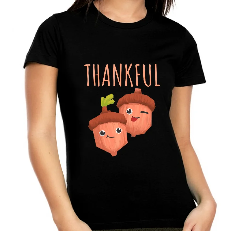 Womens Thanksgiving Shirt Cute Acorns Shirt Plus Size Fall Shirts Thanksgiving Shirts for Women Plus Size Mesh Fabric Canvas Fabric Denim Fabric