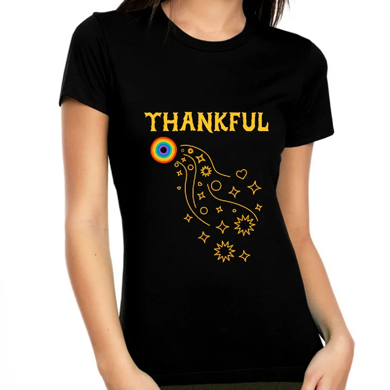 Womens Thanksgiving Shirt Fall Shirt Funny Thanksgiving Shirts Fall Shirts Women Thankful Shirts for Women Sequined Glittery Shiny