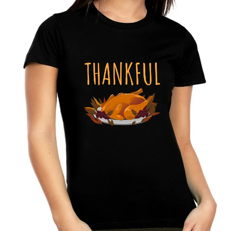 Womens Thanksgiving Shirt Turkey Shirt Fall Shirts Women 1X 2X 3X 4X 5X Plus Size Thankful Shirts for Women Cotton Fabric Linen Fabric Terry Fabric