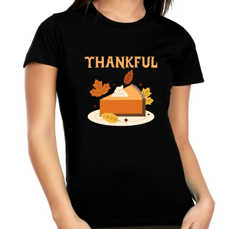 Womens Thanksgiving Shirt Turkey Shirt Thanksgiving Pie 1X 2X 3X 4X 5X Plus Size Thankful Shirts for Women Hooded Caped Shawl Collar