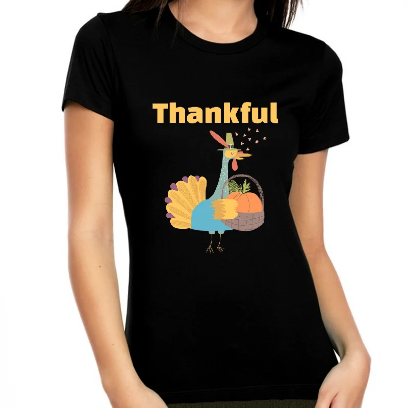 Womens Thanksgiving Shirt Turkey Shirts Thanksgiving Gifts Fall Shirts Women Thankful Shirts for Women Polka Dot Checkered Tartan