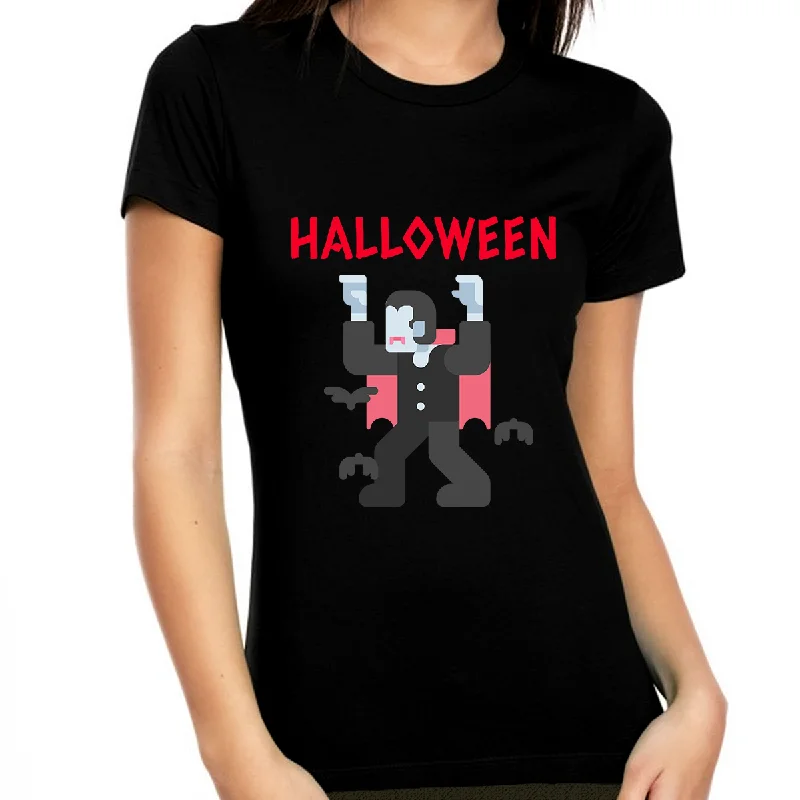 Zombie Dracula Halloween Shirt Women Scary Shirts Halloween Shirts for Women Halloween Gift for Her Oversized T-Shirt Spandex breathable