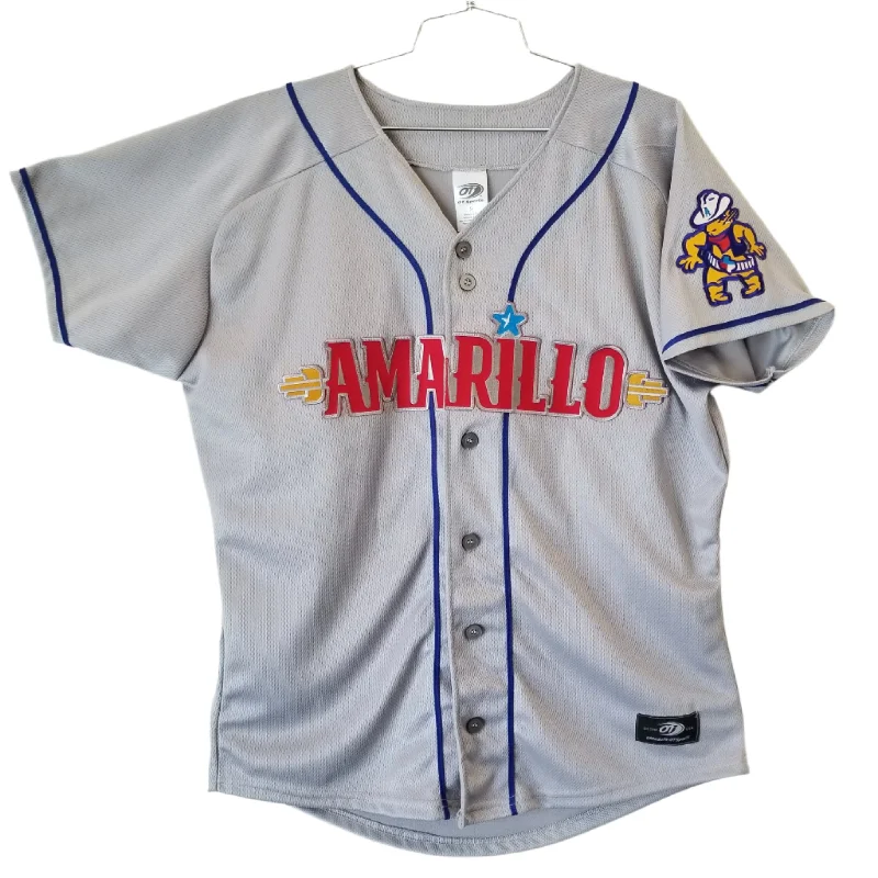 Amarillo Sod Poodles ADULT Grey Iron-On Patch Replica Road Jersey Royal Blue Jersey Shirt