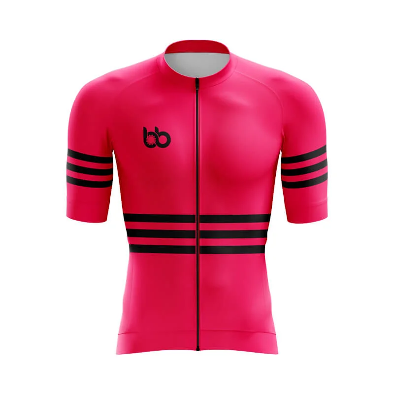 Bicycle Booth Stripes (Pink) Aero Jerseys Off Shoulder Jersey Top