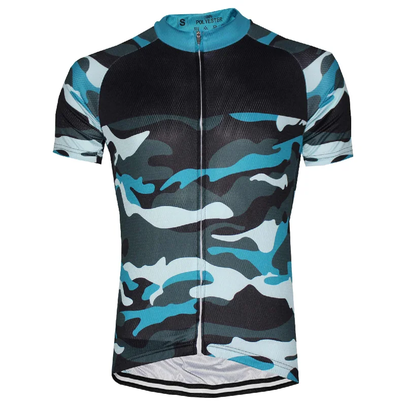 Blue Camouflage Cycling Jersey Halter Neck Jersey Tee