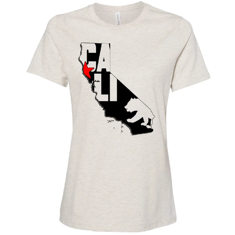 Cali Map Silhouette Outline Women's Relaxed Jersey Tee Geometric Jersey Top