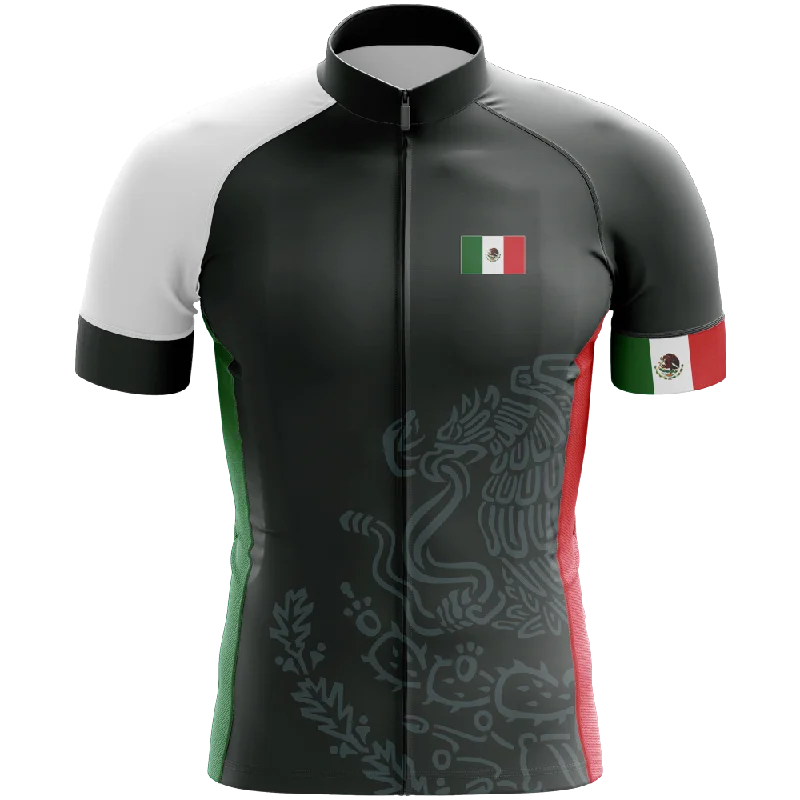 Mexico Black Short Sleeve Cycling Jersey Polo Neck Jersey Top