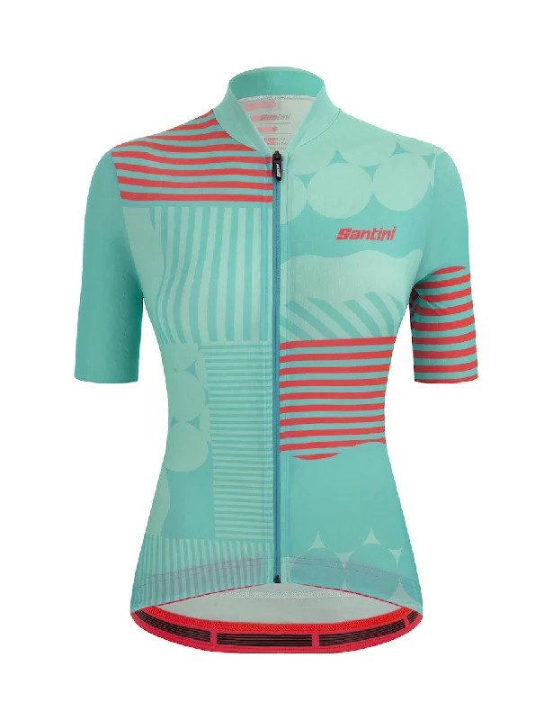 Giada Optic Short Sleeve Womens Jersey Blue by Santini Striped Jersey Top