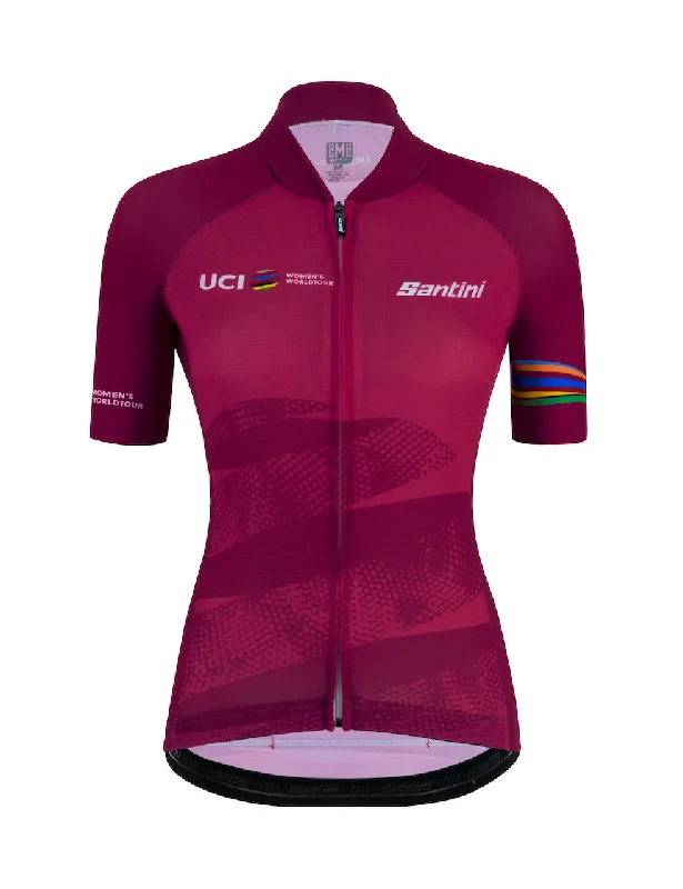 UCI Womens World Tour ECO Short Sleeve Cycling Jersey Purple by Santini Silver Jersey Tee