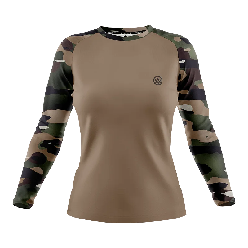 Women’s Woodland Camo Long Sleeve MTB Jersey (Sleeves Only Design) Limited Edition Jersey Tee