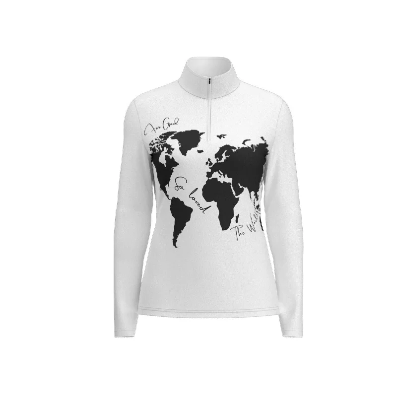 Women's FOR GOD SO LOVED THE WORLD Sports Collar Long Sleeve Jersey Shirt Business Jersey Tee