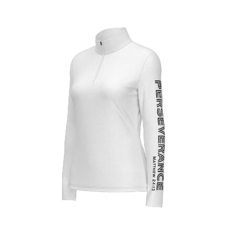 Women's PERSEVERANCE Matthew 24:13 Sleeve Sports Collar Long Sleeve Jersey Shirt Handmade Jersey Tee