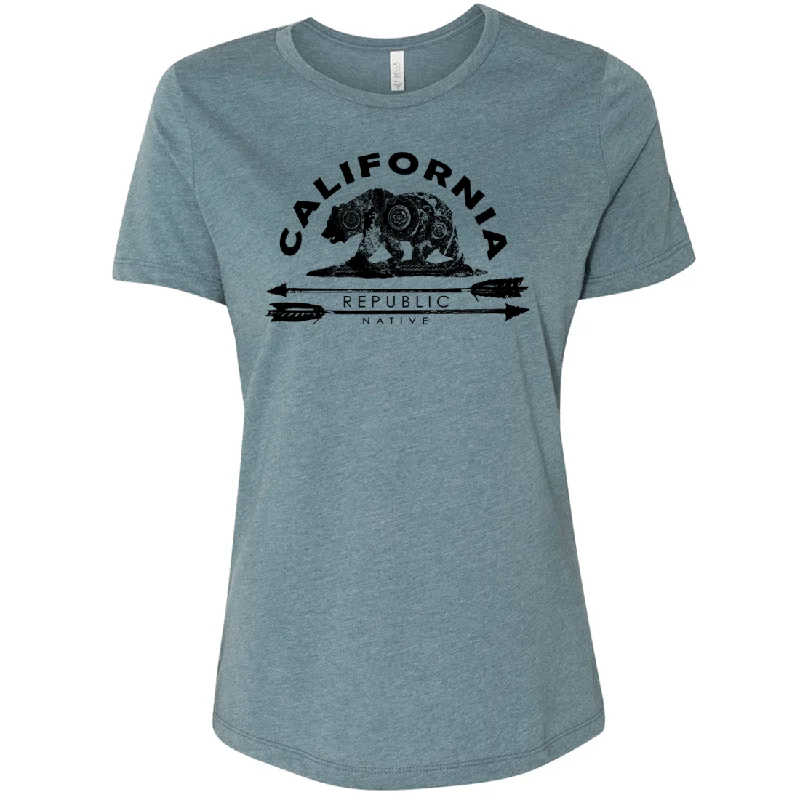 California Arrow Bear Women's Relaxed Jersey Tee Round Neck Jersey Tee