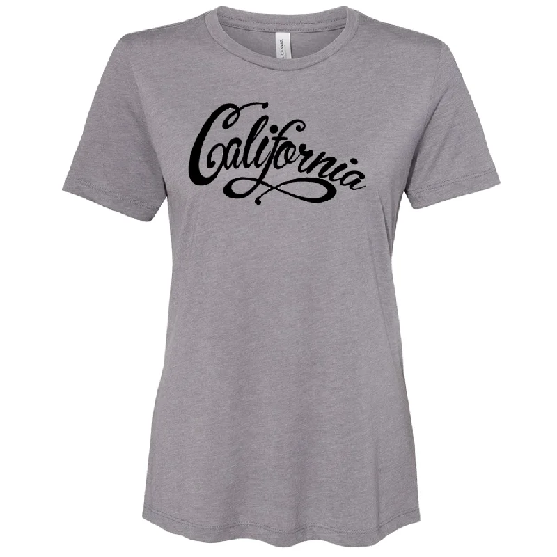 California Beach Script Women's Relaxed Jersey Tee Pink Jersey Tee