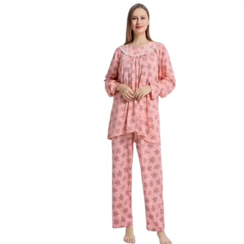 Eastern Stylish  Women's Classic Jersey Cotton Ditsy Floral Print Pyjama Set Polka Dot Jersey Shirt