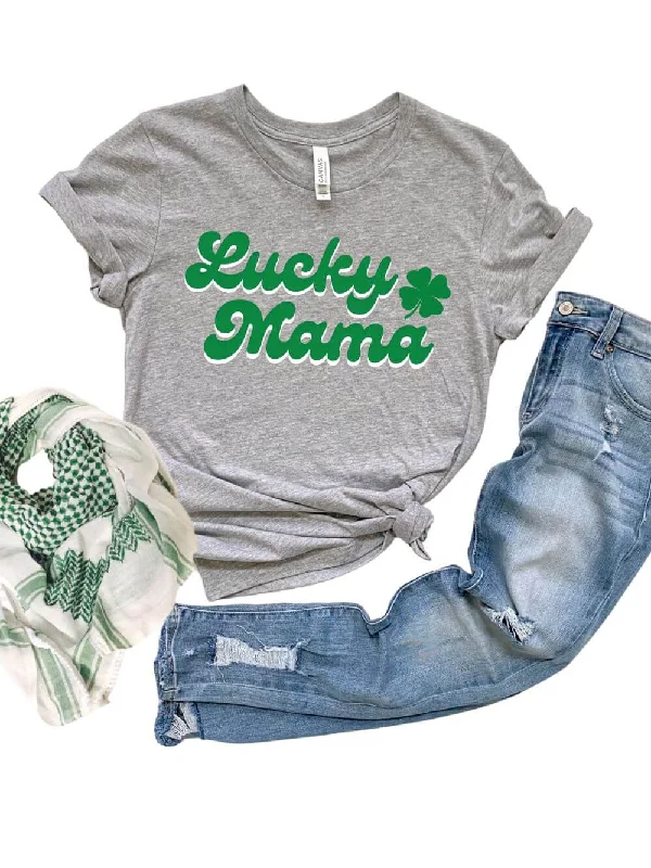 Lucky Mama Women's Jersey Short Sleeve Graphic Tee - 5 Colors Bohemian Jersey Tee