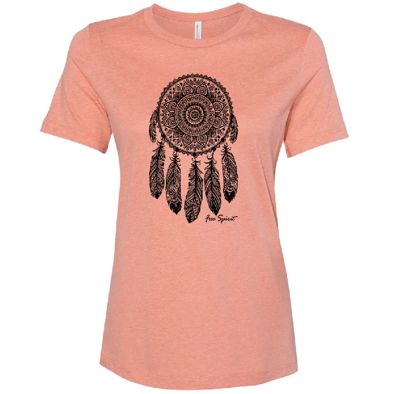 Native American Dreamcatcher Free Spirit Black Women's Relaxed Jersey Tee Business Jersey Tee