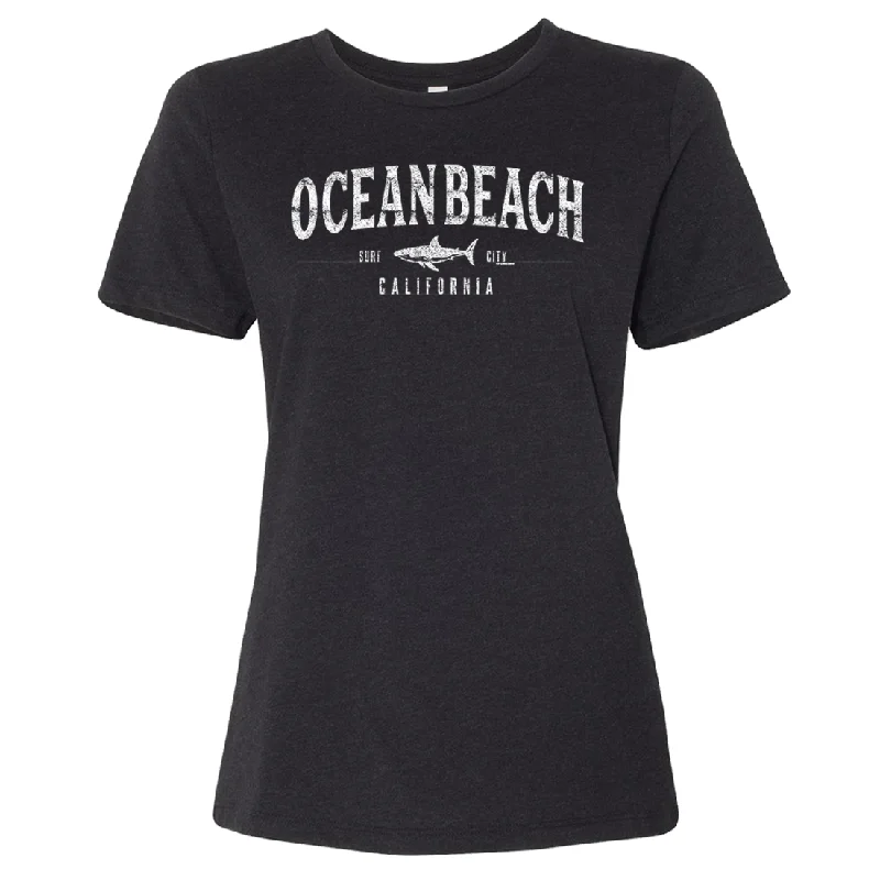 Ocean Beach California Women's Relaxed Jersey Tee Turtle Neck Jersey Shirt