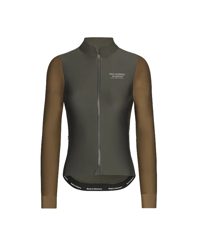 Women's Mechanism Thermal Long Sleeve Jersey - Dark Olive / Army Brown Bright Color Jersey Top