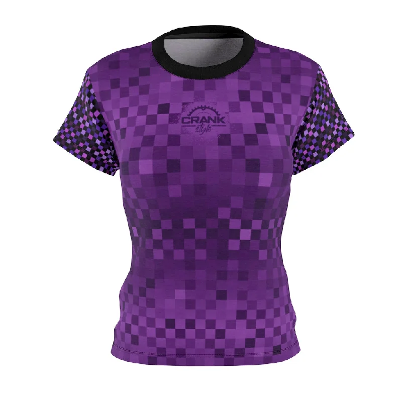 Women’s Purple Multi Checker MTB Jersey Festive Jersey Tee