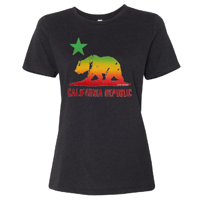 Rasta Bear Flag Silhouette Women's Relaxed Jersey Tee Stylish Jersey Top