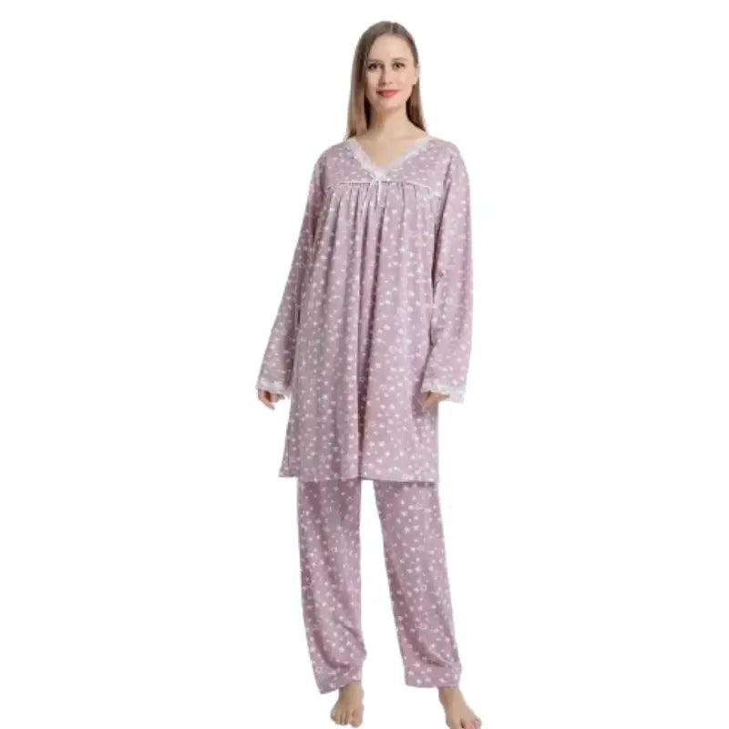 Stylish  Women's Classic Jersey Cotton Ditsy Floral Print Pyjama Set Patterned Jersey Tee