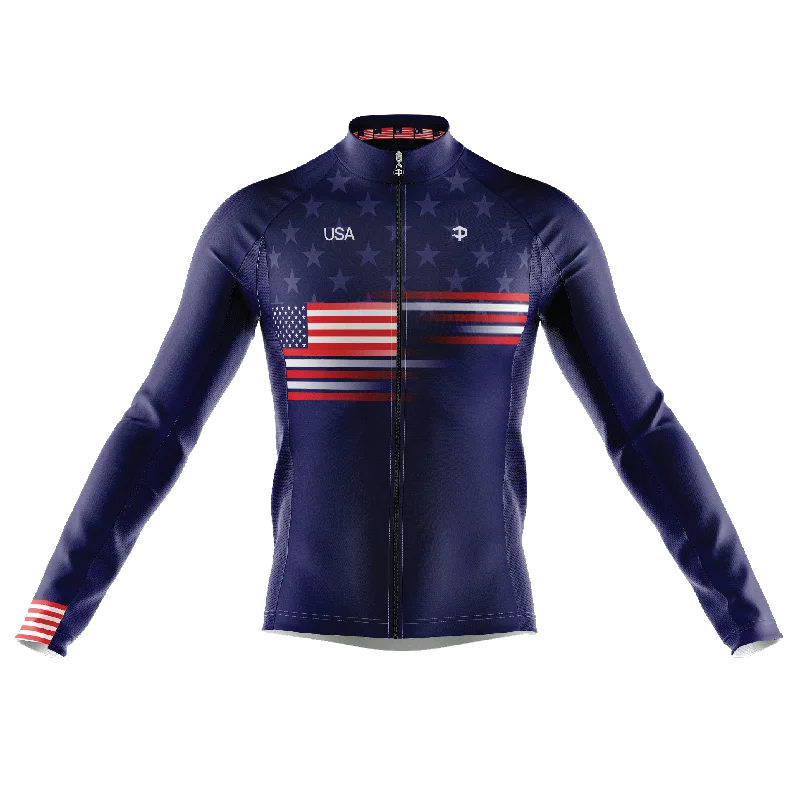 United States Long Sleeve Cycling Jersey Turtle Neck Jersey Shirt