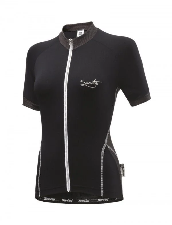 Monella Short Sleeve Womens Cycling Jersey Black by Santini Glamorous Jersey Tee